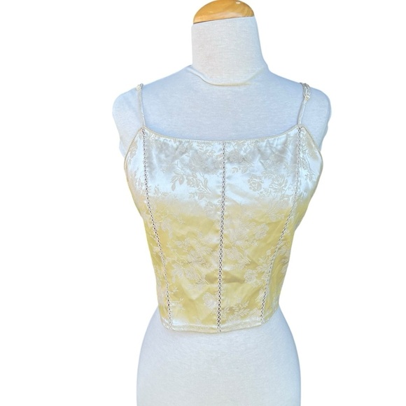 VTG 90s Y2K Victoria's Secret Cropped Bustier Style Camisole Top Champagne Med - Picture 1 of 10